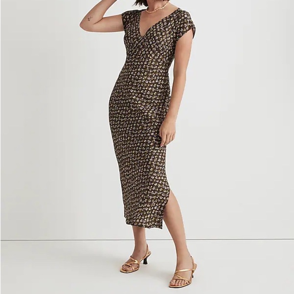 Madewell Floral Midi Dress - Black and White
